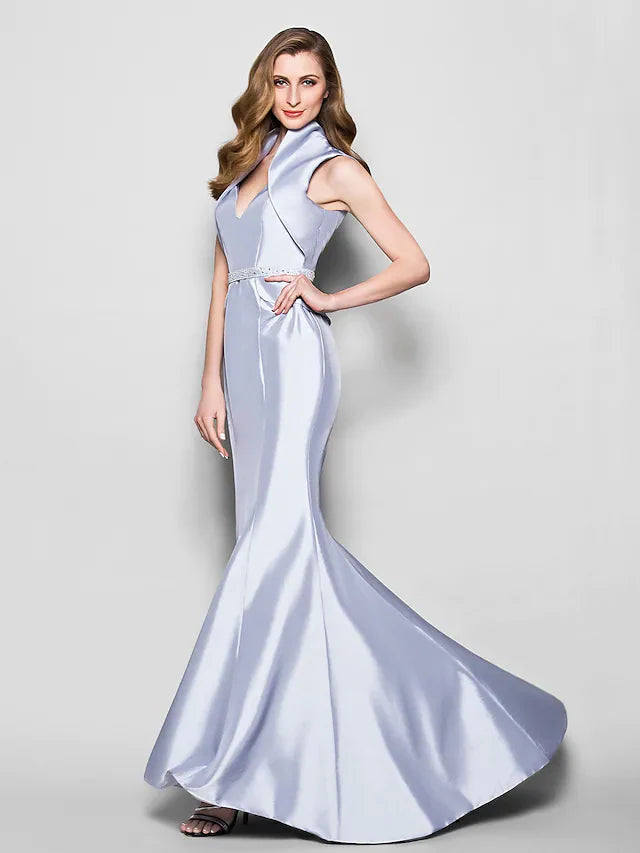 Wholesale Mother of the Bride Dress Queen Anne Taffeta Sleeveless with Sash Ribbon Beading